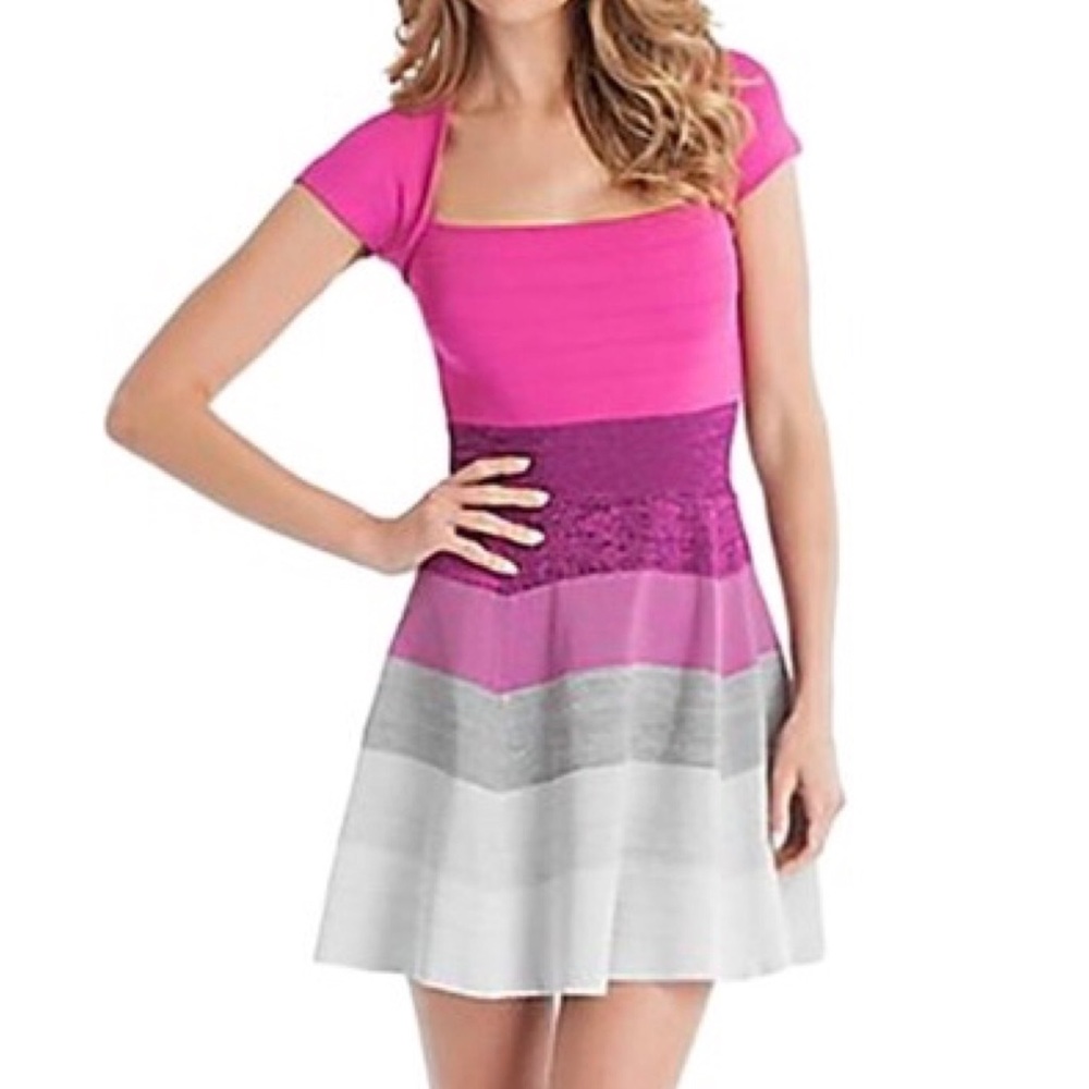 Marciano Pink/Grey Ombre Bandage Dress